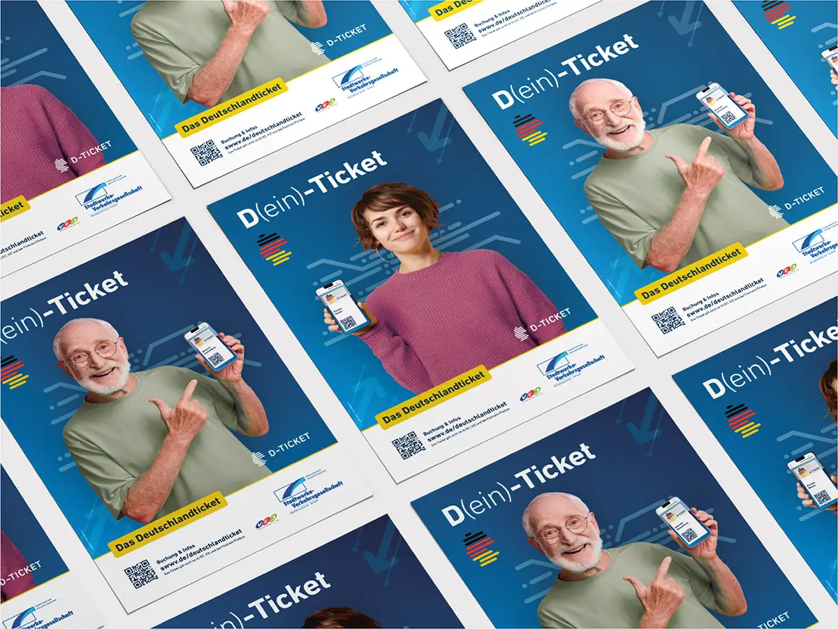 Verschiedene SWWV Kampagnen-Plakate "Deutschlandticket"
